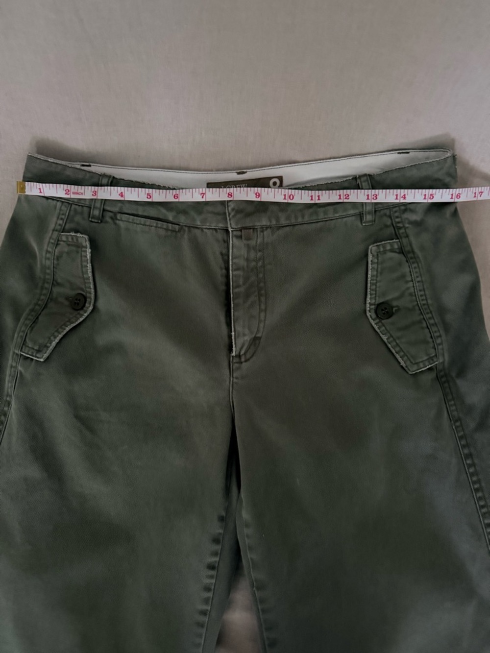 J.Crew Olive Green Wide-Leg Chino Pants | Utility Pocket Detail | 100% Cotton - Picture 7 of 15